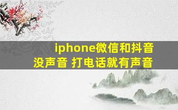 iphone微信和抖音没声音 打电话就有声音